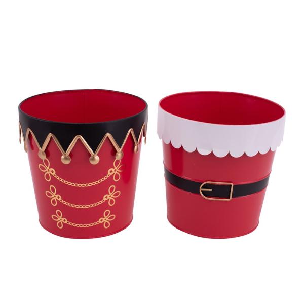 Assorted Metal Christmas Buckets - 21cm x 20cm