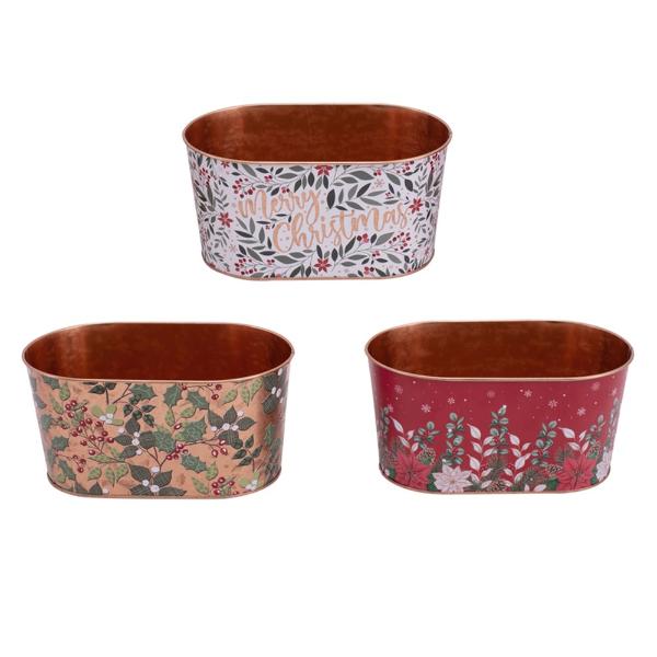 Metal Christmas Planter - 22.5cm x 13.5cm x 11cm