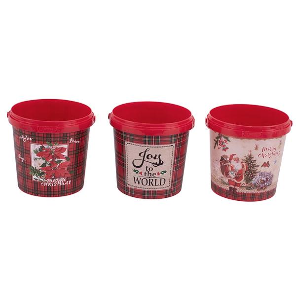 Plastic Christmas Buckets - 13.5 x 13cm