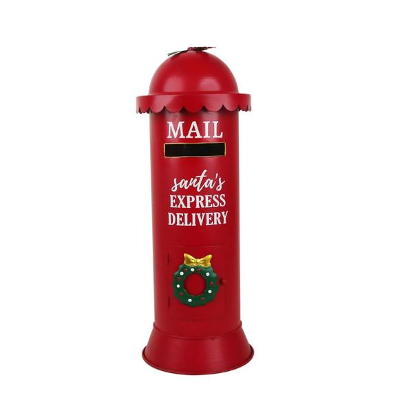 Red Metal Christmas Post Box - 19cm x 52cm