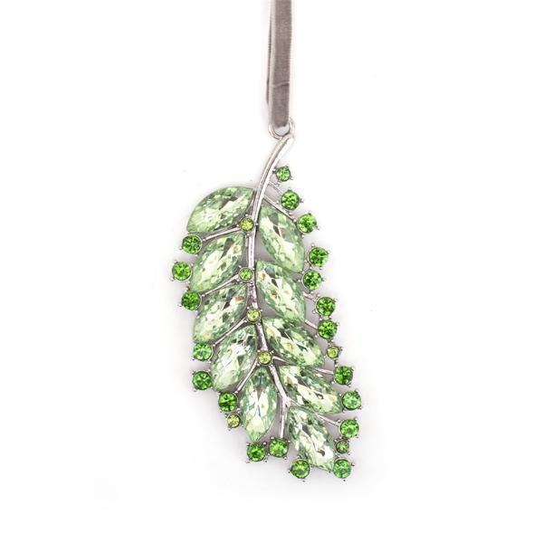 Green Crystal Leaf Tree Ornament - 13cm x 4.5cm