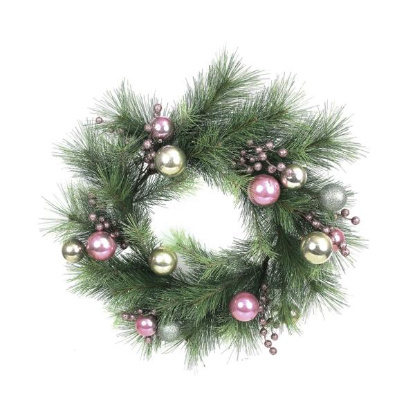 Pink / Mint & Champagne Pine Wreath - 60cm
