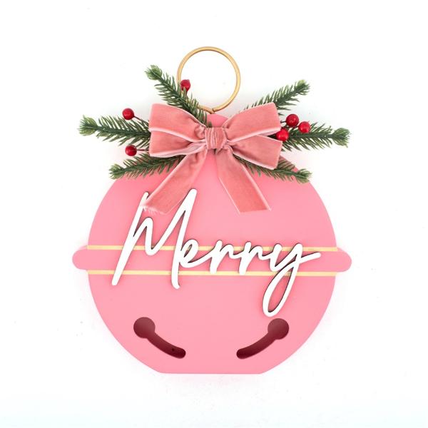 Merry Bauble Sign - 17.7cm x 4cm x 19.5cm