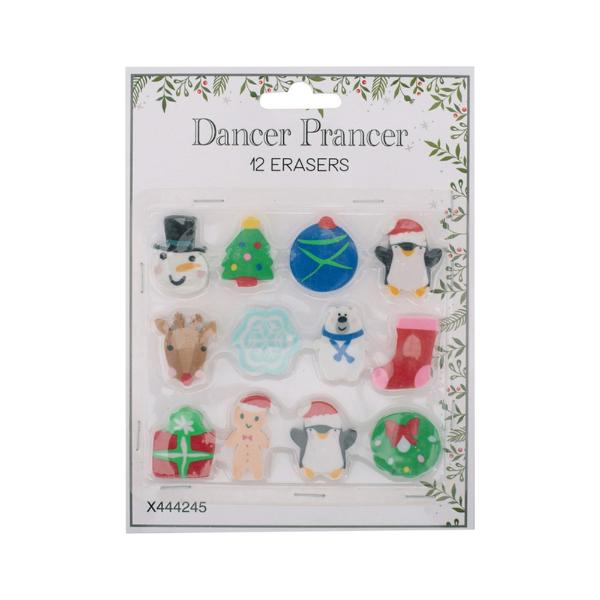 12 Pack Christmas Eraser