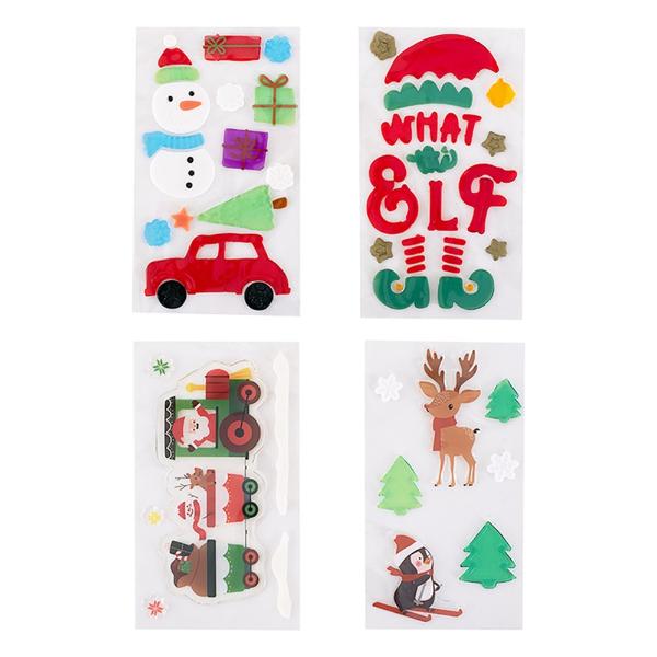 Christmas Gel Window Clings Sheet Size - 15cm x 25cm