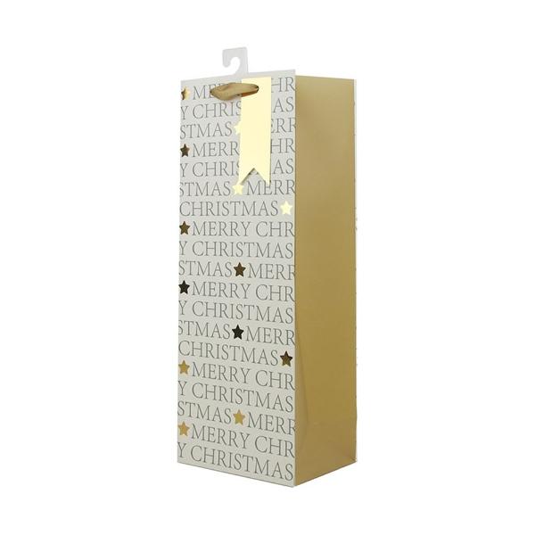 Merry Christmas Bottle Bag - 13cm x 36cm x 12cm