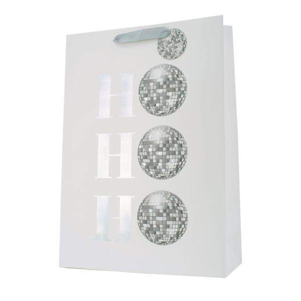 X Large Hohoho Disco Ball Gift Bag - 30cm x 42cm x 12cm