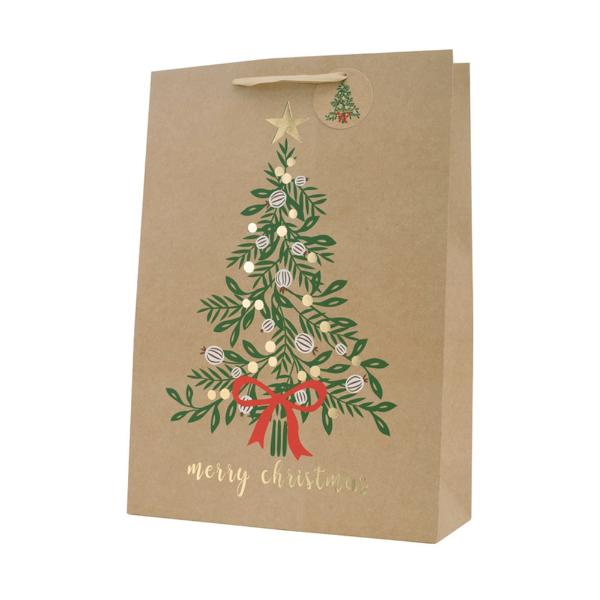 X Large Christmas Tree Kraft Gift Bag - 30cm x 42cm x 12cm