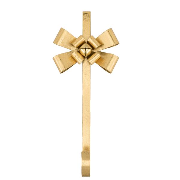 Gold Metal Wreath Door Hanger With Bow - 38cm