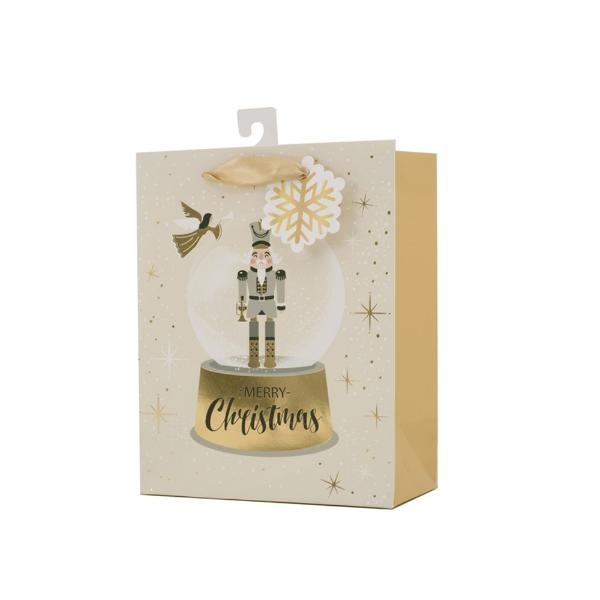 Medium Nutcracker Snow Globe Gift Bag - 18cm x 23cm x 10cm