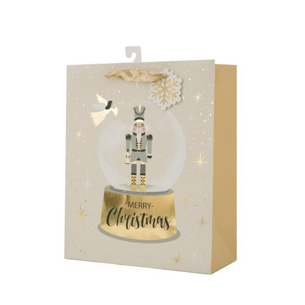 Large Nutcracker Snow Globe Gift Bag - 26cm x 32cm x 12cm