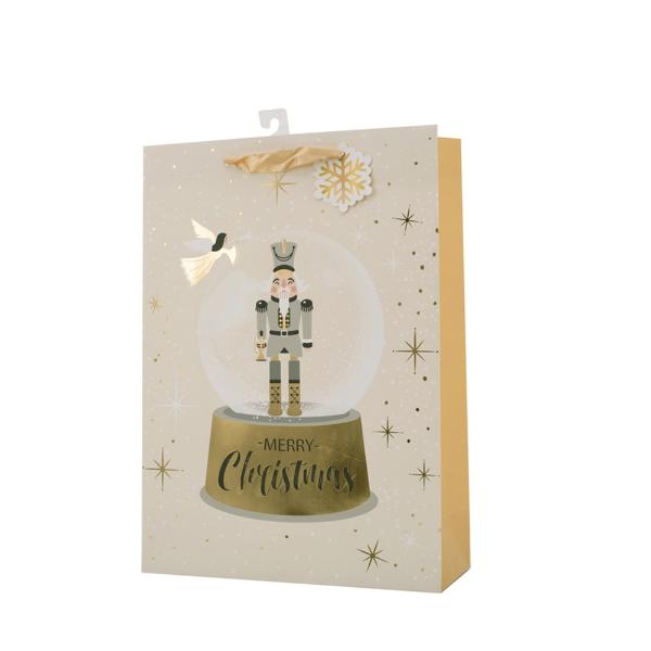 X Large Nutcracker Snow Globe Gift Bag - 30cm x 42cm x 12cm