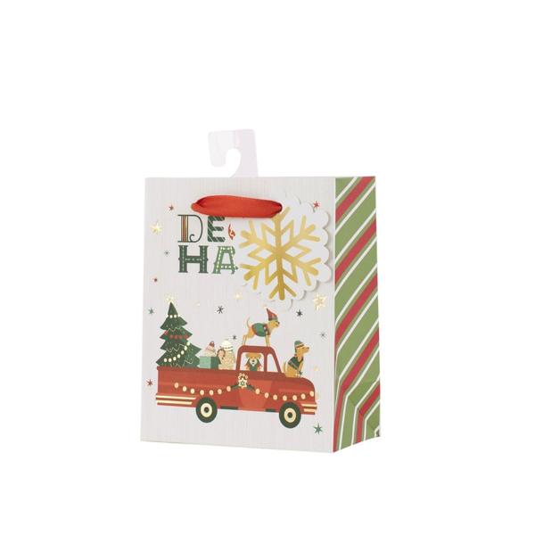 Small Deck The Halls Gift Bag - 11.1cm x 13.7cm x 6.2cm