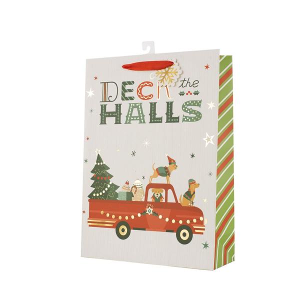 X Large Deck The Halls Gift Bag - 30cm x 42cm x 12cm