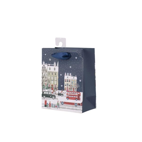 Small Christmas Village Gift Bag - 11.1cm x 13.7cm x 6.2cm