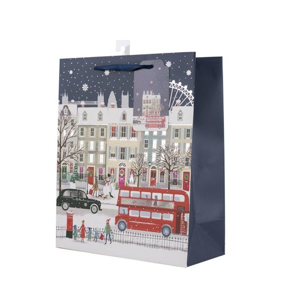 Large Christmas Village Gift Bag - 26cm x 32cm x 12cm