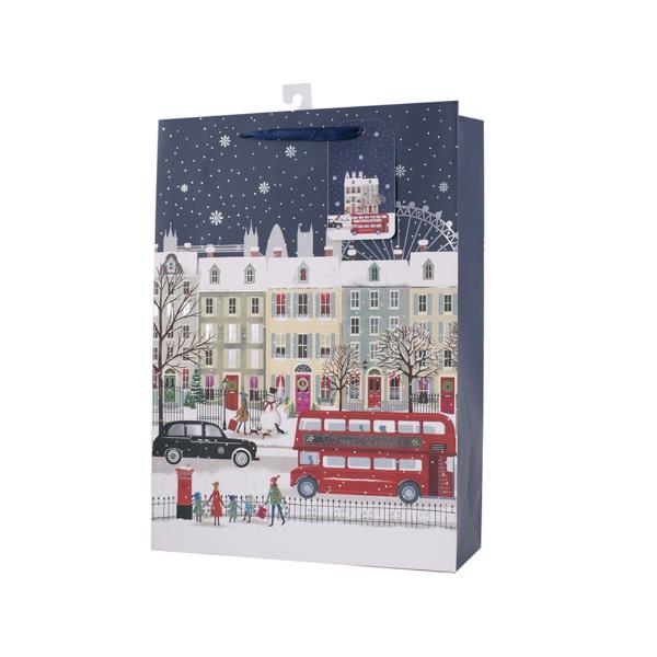 X Large Christmas Village Gift Bag - 30cm x 42cm x 12cm