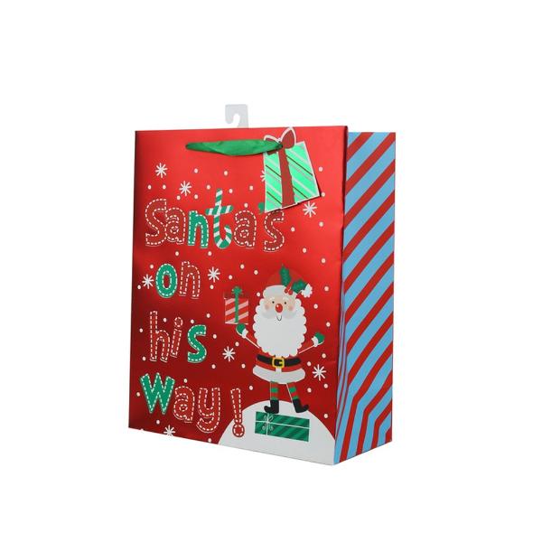 Large Santas On His Way - 26cm x 32cm x 12cm