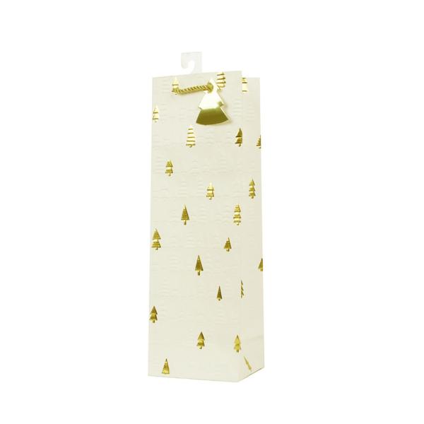 Gold Embossed Tree Bottle Bag - 13cm x 36cm x 12cm