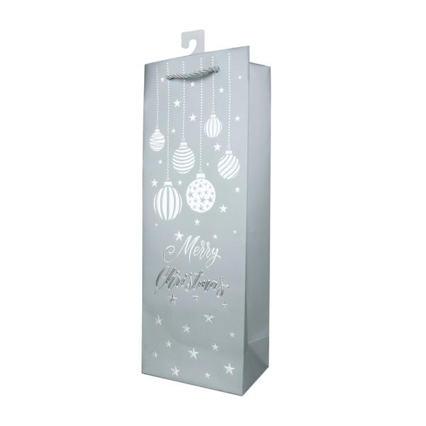 Silver Embossed Bottle Bag - 13cm x 36cm x 12cm