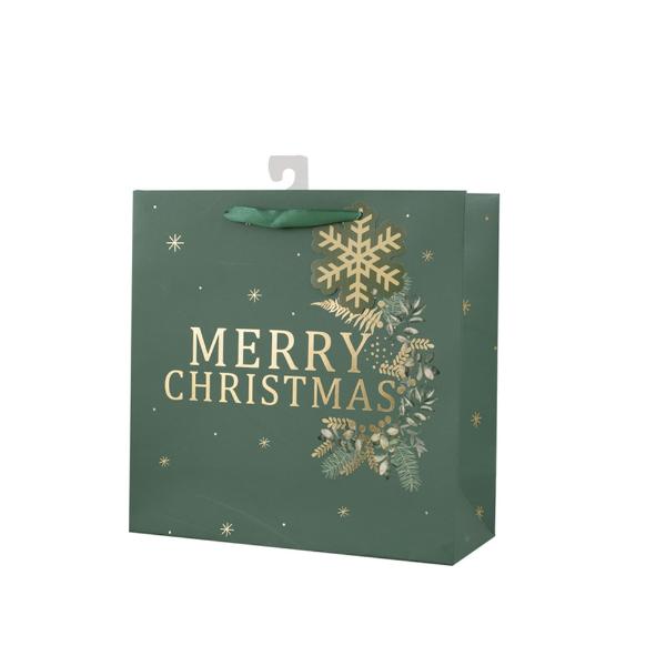 Large Merry Christmas Square Gift Bag - 25cm x 25cm x 10cm
