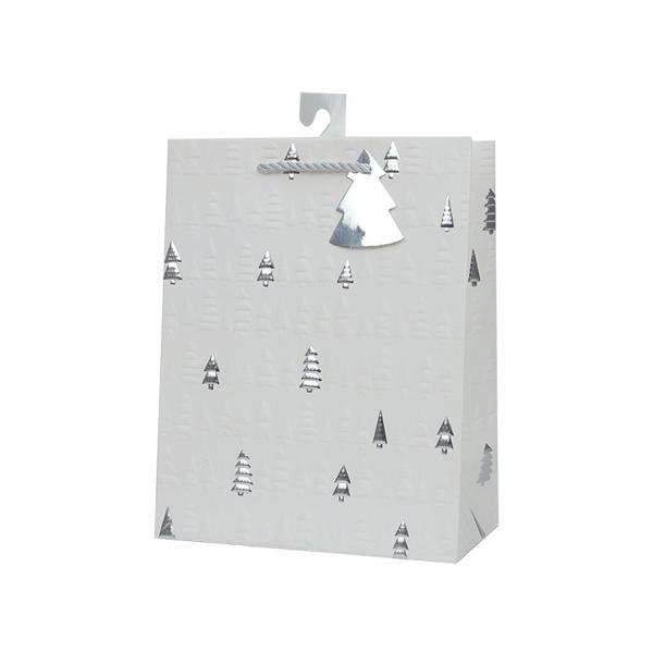 Medium Silver Tree Gift Bag - 18cm x 23cm x 10cm