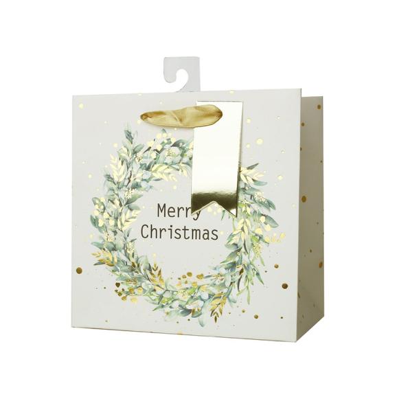 Medium Square Wreath Gift Bag - 17.5cm x 17.5cm x 10cm