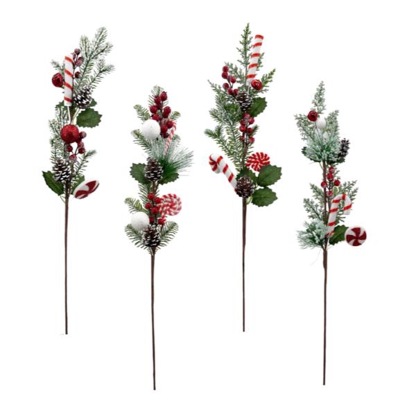 Christmas Candy Pine Snowy Spray - 70cm