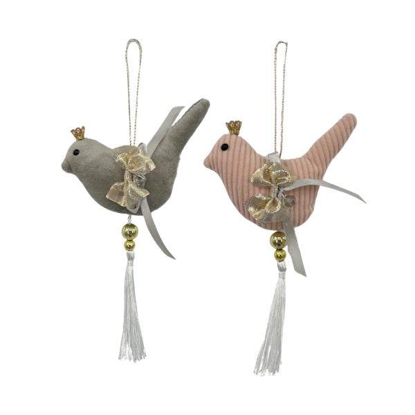 Christmas Rosies Hanging Bird - 11cm x 17cm