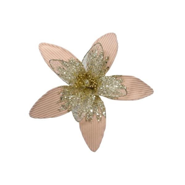 XMAS ROSIES POINSETTIA WITH CLIP 21DCM