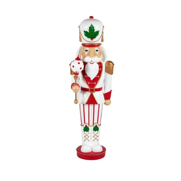 Red & White Nutcracker With Led - 38cm x 29cm x 121cm