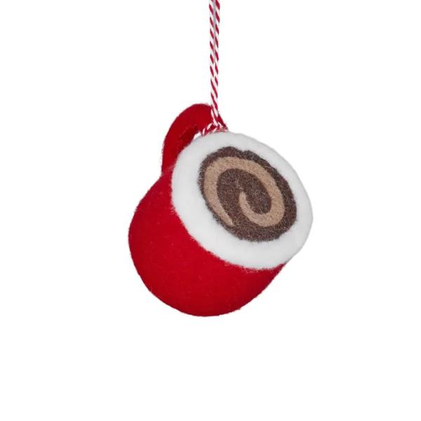 Red & White Cocoa Mug Hanger - 10cm x 8cm x 7cm