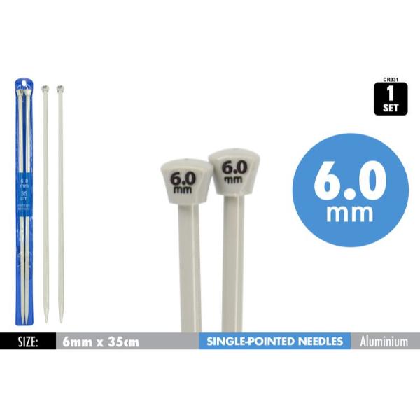 2 Pack Knitting Needle Set - 0.6cm x 35cm