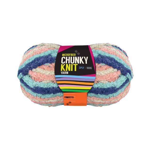 Funfetti 3Ply 100% Polyester Microfiber Chunky Knit Yarn - 100g