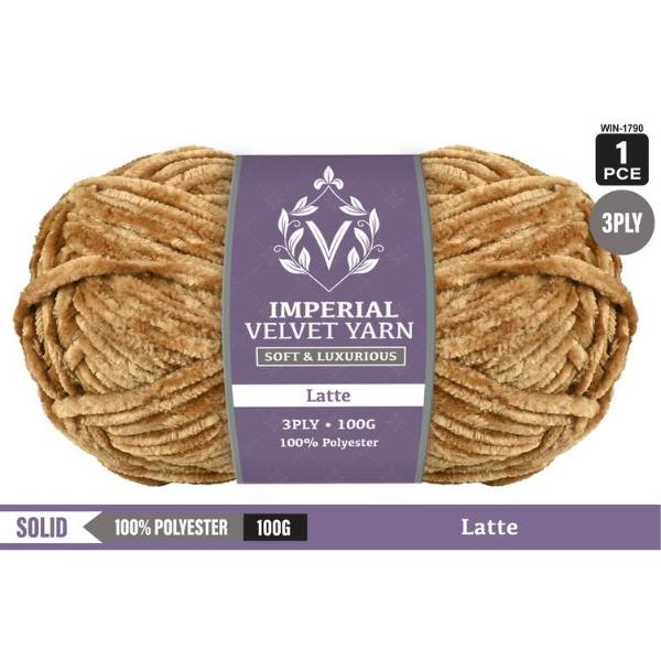 Imperial Velvet Latte 100% Polyester 3Ply Yarn - 100g