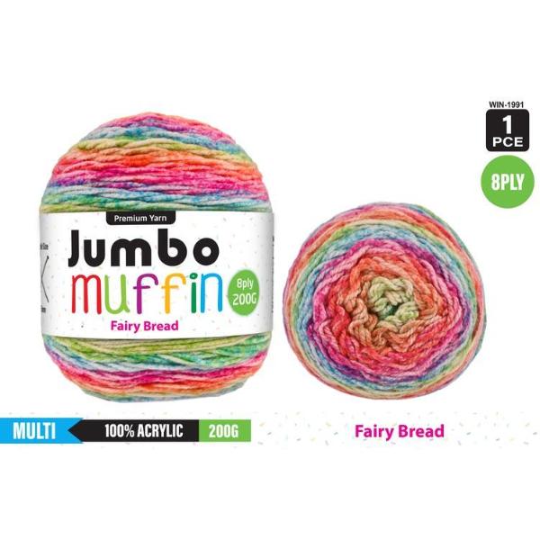 Premium Jumbo Multi Muffin Fiary Bread 100% Acrylic 8 Ply Yarn - 200g