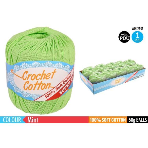 Mint 100% Soft Cotton Crochet - 50g