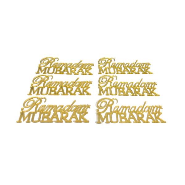 6 Pack Gold Acrylic Ramadan Mubarak Cupcake Toppers