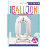 Load image into Gallery viewer, Giant Standing Silver Numberal 0 Foil Balloon - 76.2cm
