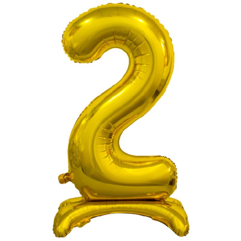 Gold "2" Giant Standing Air Filled Numeral Foil Balloon - 76.2cm