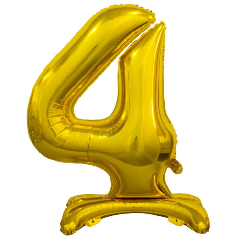 Gold "4" Giant Standing Air Filled Numeral Foil Balloon - 76.2cm
