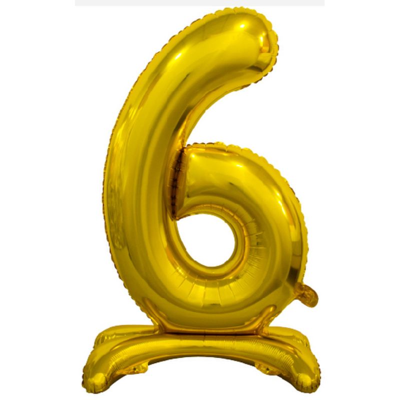 Gold "6" Giant Standing Air Filled Numeral Foil Balloon - 76.2cm