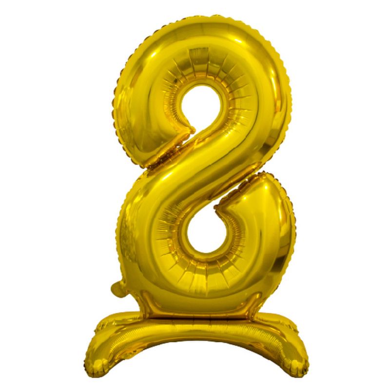 Gold "8" Giant Standing Air Filled Numeral Foil Balloon - 76.2cm