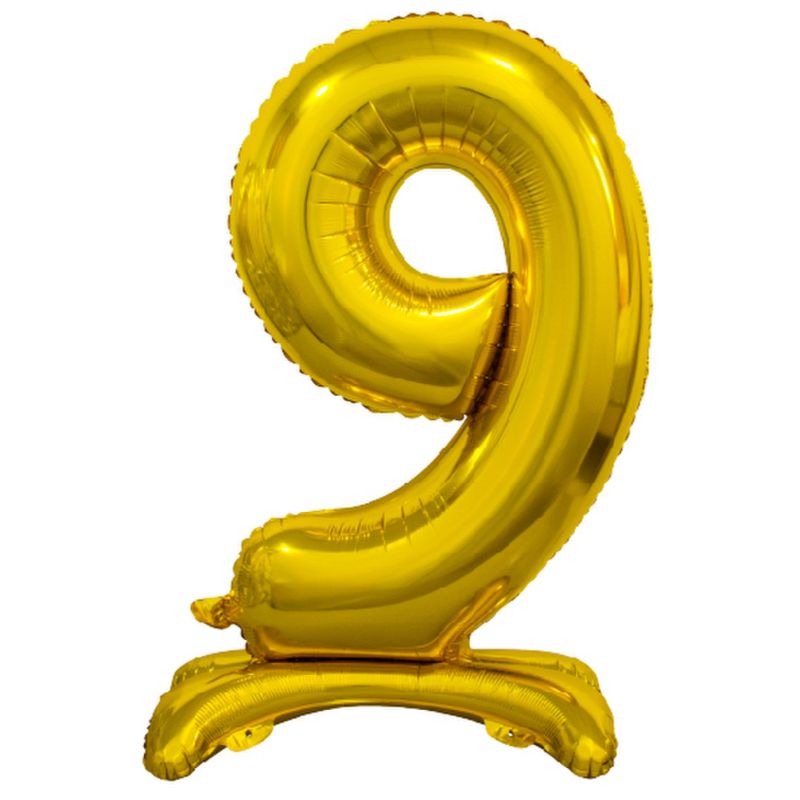 Gold "9" Giant Standing Air Filled Numeral Foil Balloon - 76.2cm