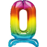 Load image into Gallery viewer, Rainbow &quot;0&quot; Giant Standing Air Filled Numeral Foil Balloon - 76.2cm
