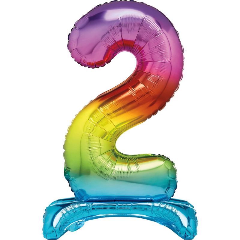 Rainbow "2" Giant Standing Air Filled Numeral Foil Balloon - 76.2cm