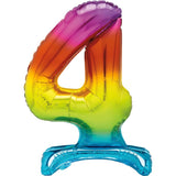 Load image into Gallery viewer, Rainbow "4" Giant Standing Air Filled Numeral Foil Balloon - 76.2cm