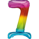 Load image into Gallery viewer, Rainbow "7" Giant Standing Air Filled Numeral Foil Balloon - 76.2cm