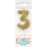 Load image into Gallery viewer, Mini Gold Numeral Pick 3 Birthday Candle - 8cm
