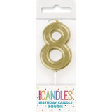 Load image into Gallery viewer, Mini Gold Numeral Pick 8 Birthday Candle - 8cm